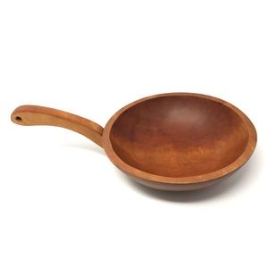 Baribo-Maid MCM handmade maple wood serving bowl with handle